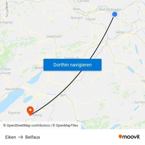 Eiken to Belfaux map