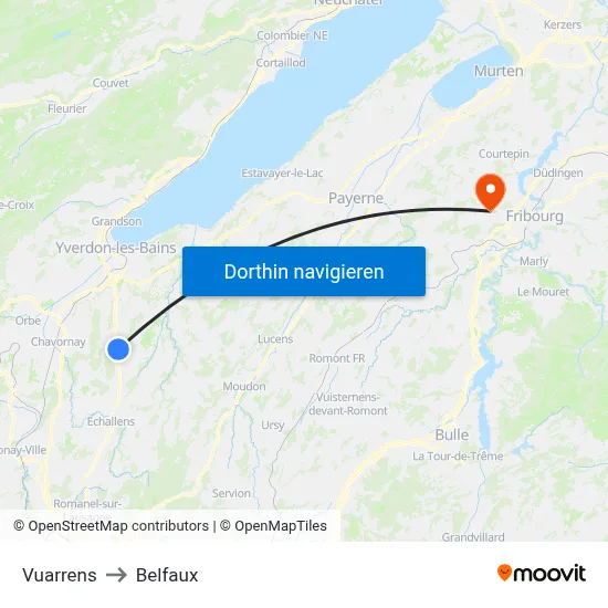 Vuarrens to Belfaux map