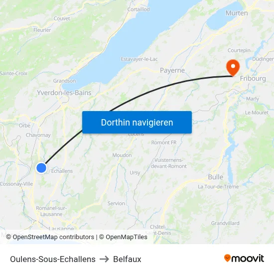 Oulens-Sous-Echallens to Belfaux map