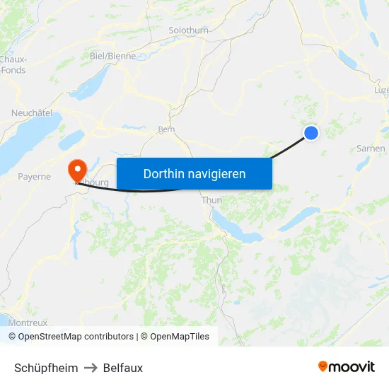 Schüpfheim to Belfaux map
