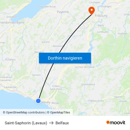 Saint-Saphorin (Lavaux) to Belfaux map