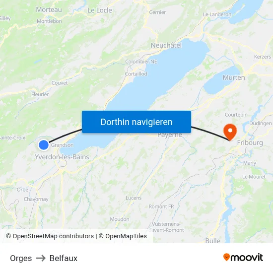 Orges to Belfaux map