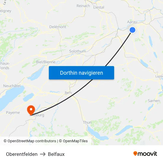 Oberentfelden to Belfaux map