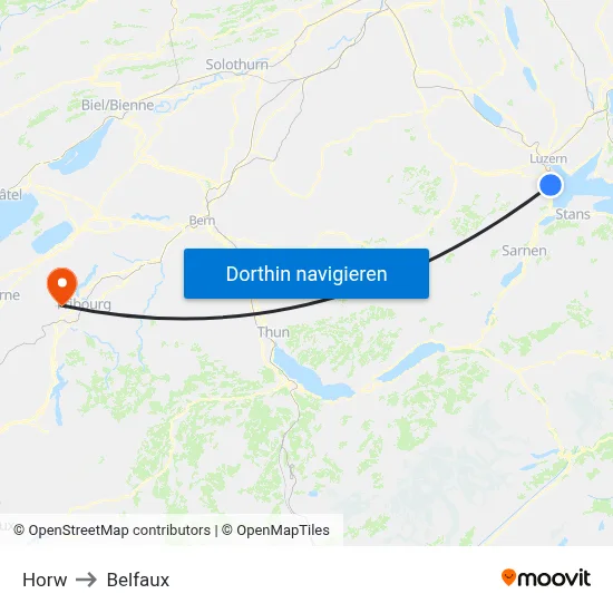 Horw to Belfaux map