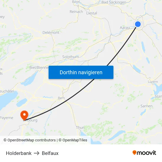 Holderbank to Belfaux map
