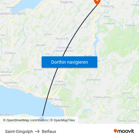 Saint-Gingolph to Belfaux map