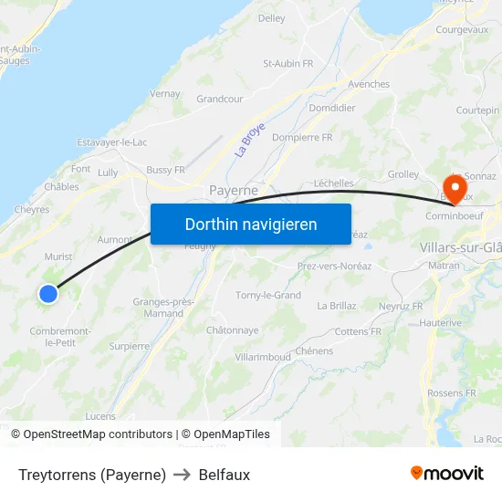 Treytorrens (Payerne) to Belfaux map