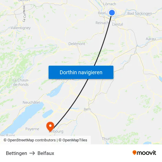 Bettingen to Belfaux map