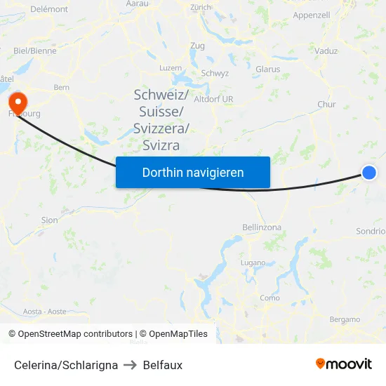 Celerina/Schlarigna to Belfaux map