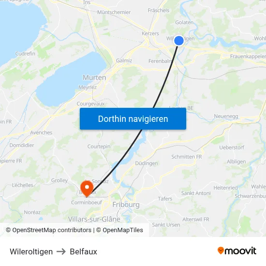 Wileroltigen to Belfaux map