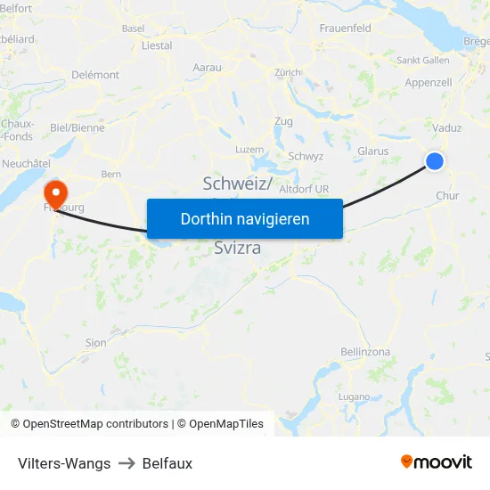 Vilters-Wangs to Belfaux map
