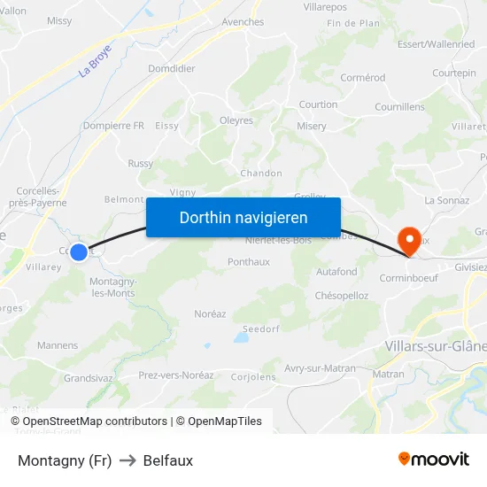 Montagny (Fr) to Belfaux map