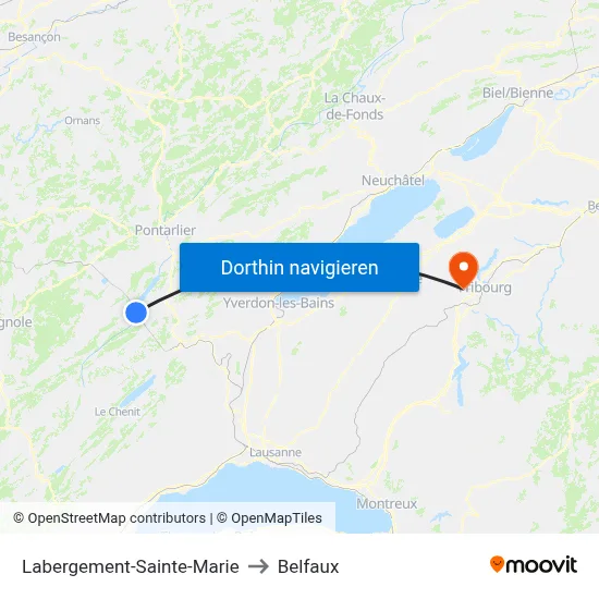 Labergement-Sainte-Marie to Belfaux map