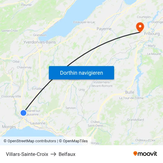 Villars-Sainte-Croix to Belfaux map