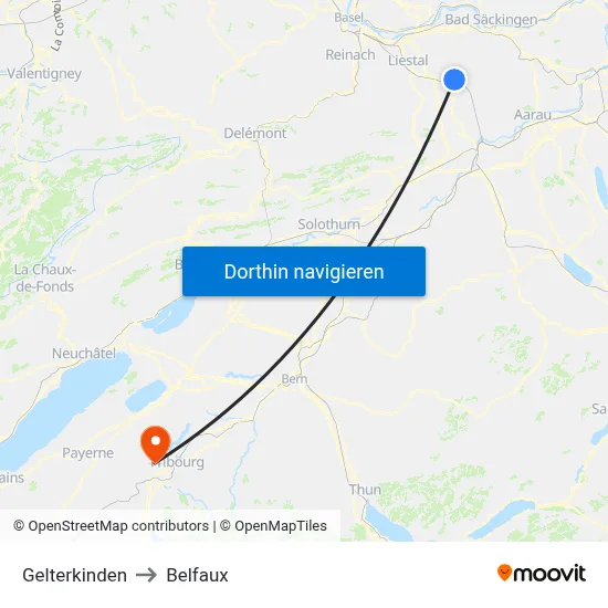 Gelterkinden to Belfaux map
