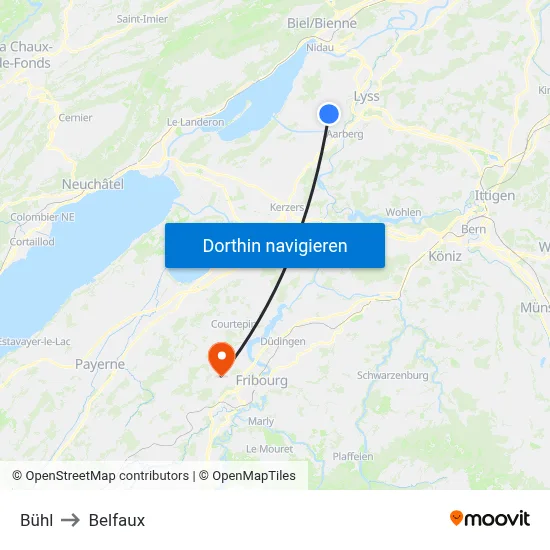 Bühl to Belfaux map