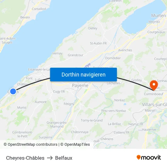 Cheyres-Châbles to Belfaux map