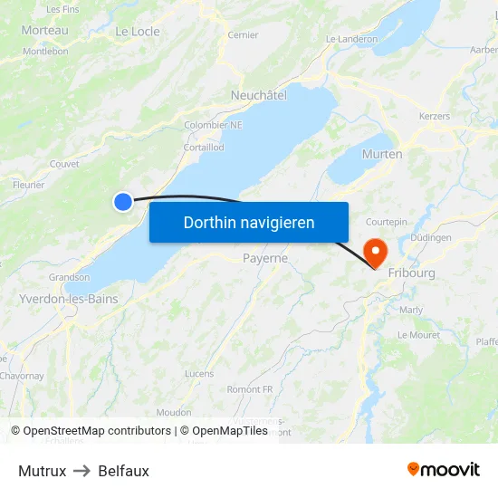 Mutrux to Belfaux map