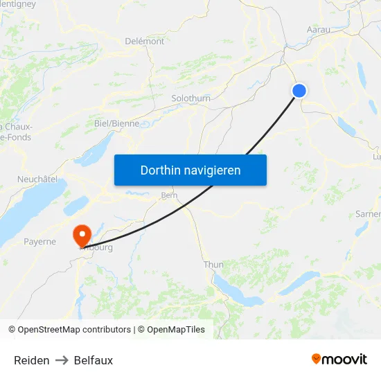 Reiden to Belfaux map
