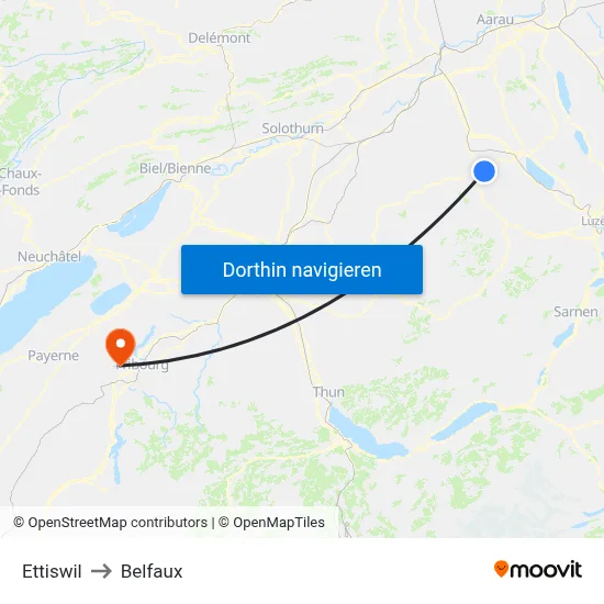 Ettiswil to Belfaux map