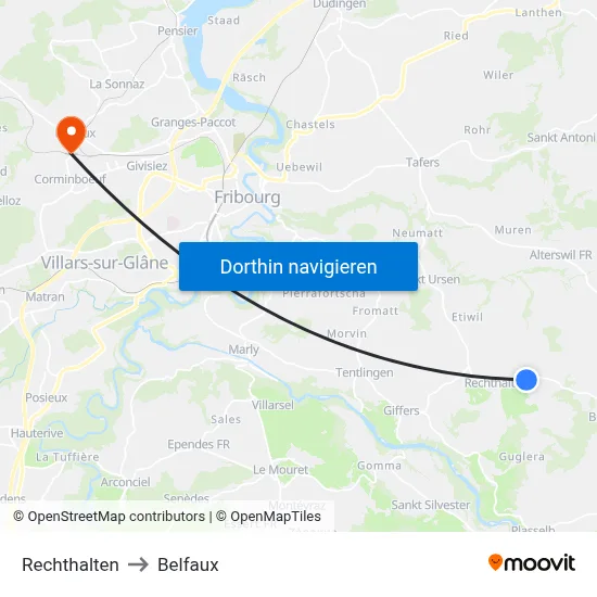 Rechthalten to Belfaux map