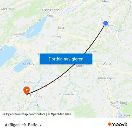 Aefligen to Belfaux map
