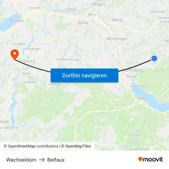 Wachseldorn to Belfaux map