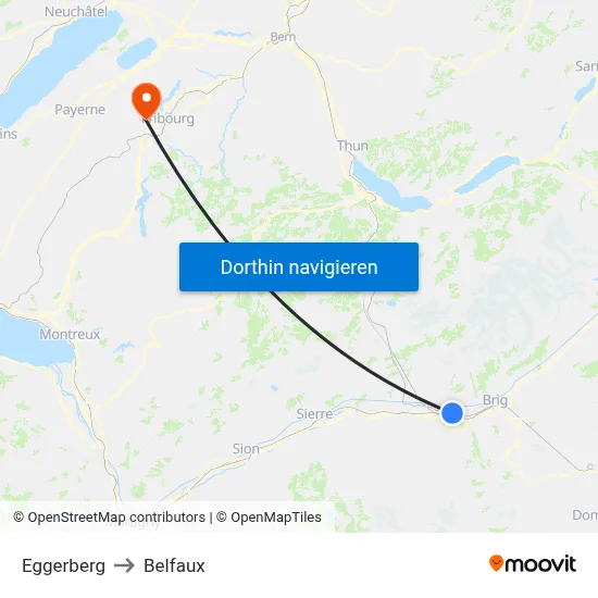 Eggerberg to Belfaux map