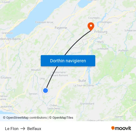 Le Flon to Belfaux map
