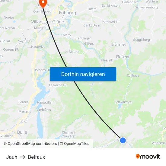 Jaun to Belfaux map