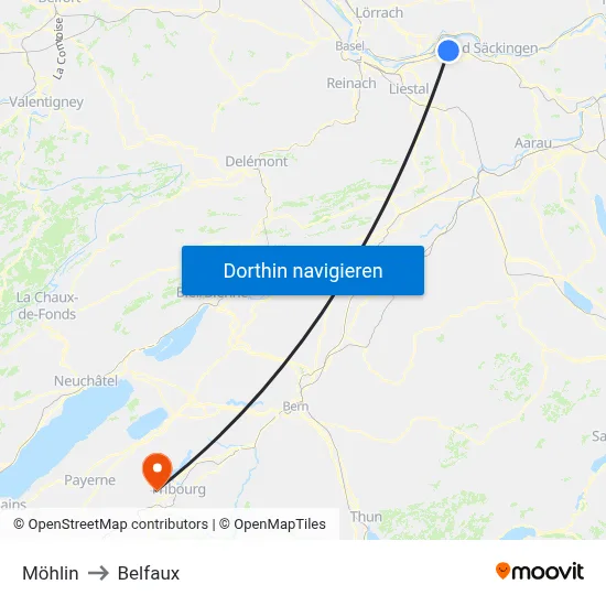Möhlin to Belfaux map