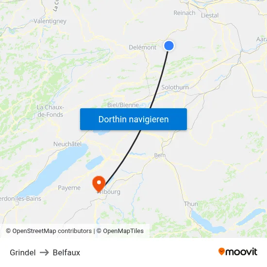 Grindel to Belfaux map