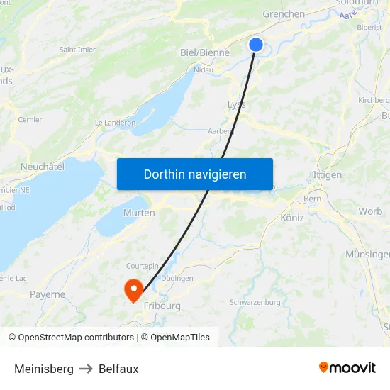 Meinisberg to Belfaux map