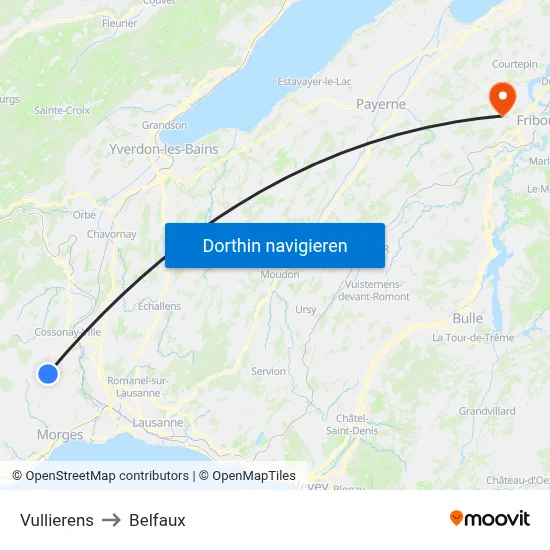 Vullierens to Belfaux map