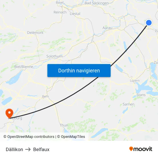 Dällikon to Belfaux map