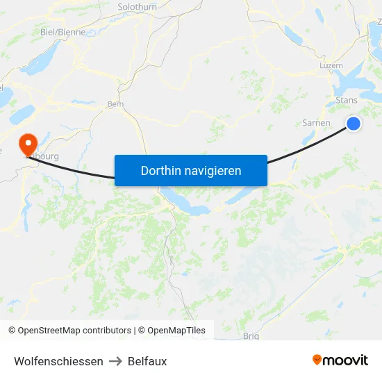Wolfenschiessen to Belfaux map