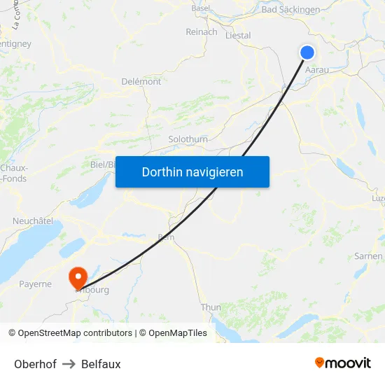 Oberhof to Belfaux map