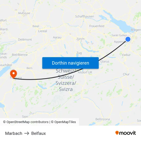 Marbach to Belfaux map