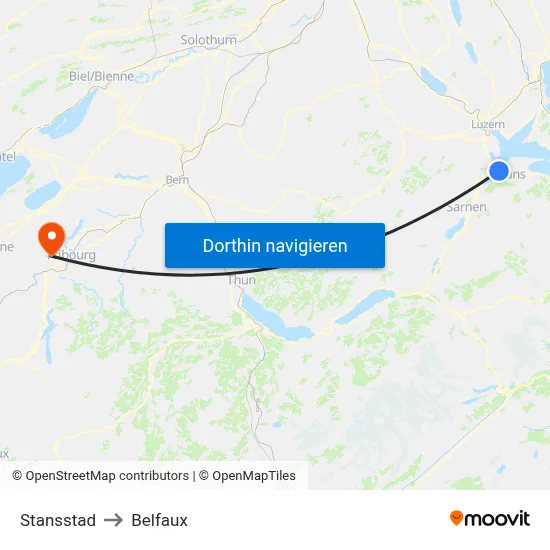 Stansstad to Belfaux map