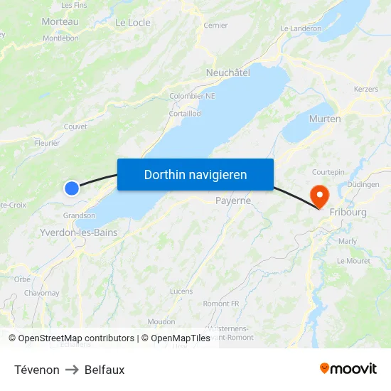 Tévenon to Belfaux map