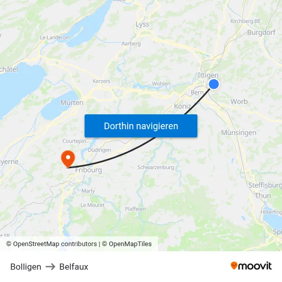 Bolligen to Belfaux map