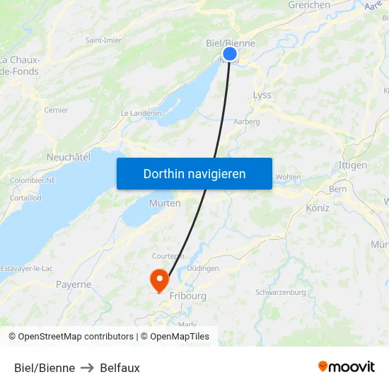 Biel/Bienne to Belfaux map