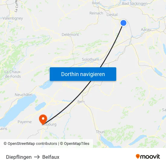 Diepflingen to Belfaux map