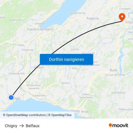 Chigny to Belfaux map