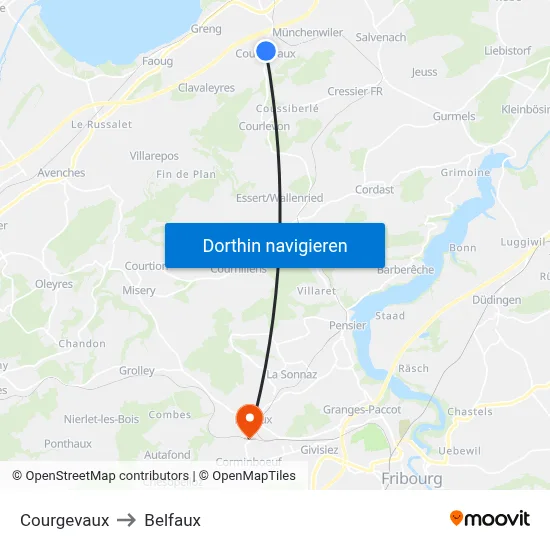 Courgevaux to Belfaux map