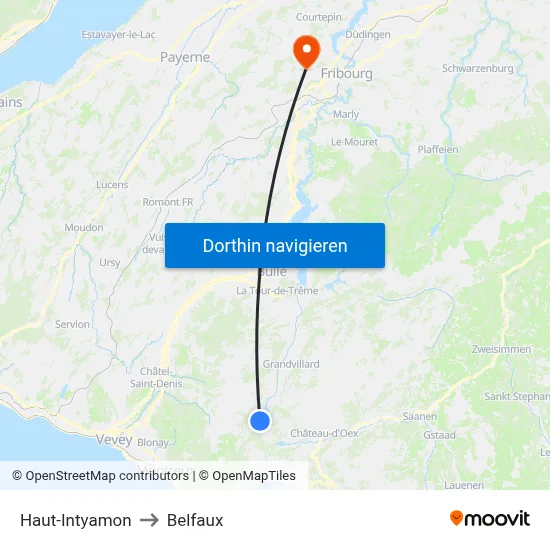 Haut-Intyamon to Belfaux map