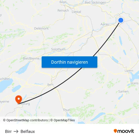 Birr to Belfaux map
