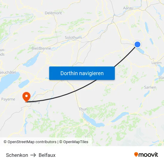 Schenkon to Belfaux map