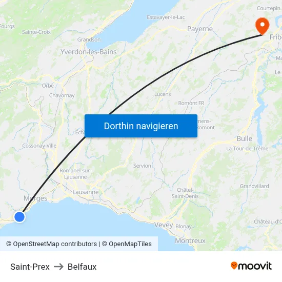 Saint-Prex to Belfaux map