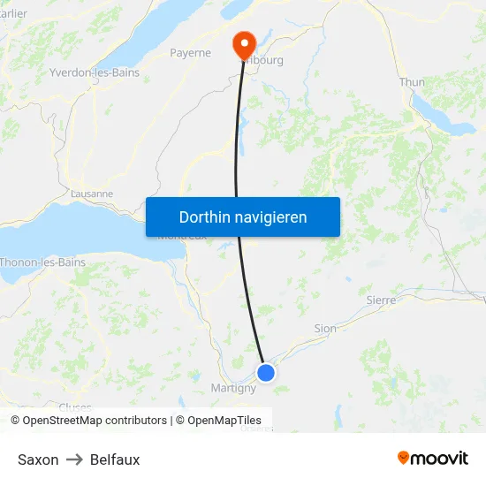 Saxon to Belfaux map